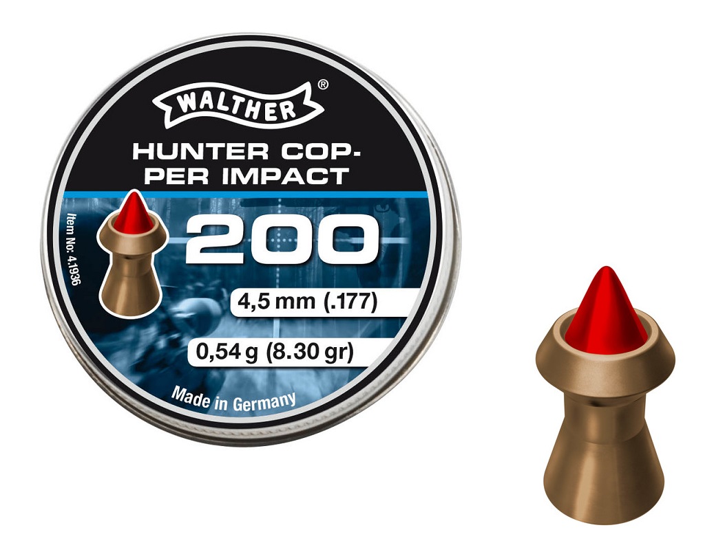 Walther Hunter Copper Impact 4.50mm Airgun Pellets tin of 200